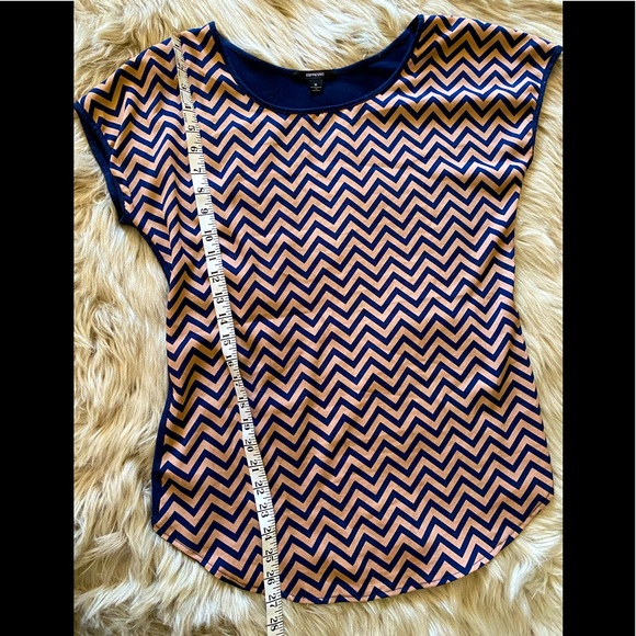 Espresso Abstract Print Chevron Navy Blue & Dusty Pink w Solid Navy Bac… - Picture 10 of 11